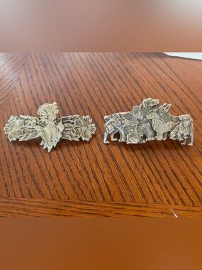 Vintage Silver Filigree Barrette Set 2pc